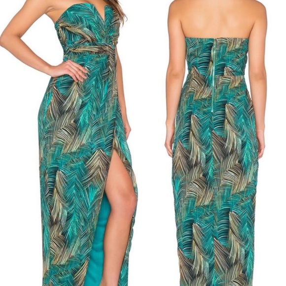Tropical Green Strapless Layla Dress - Picture 2 of 3